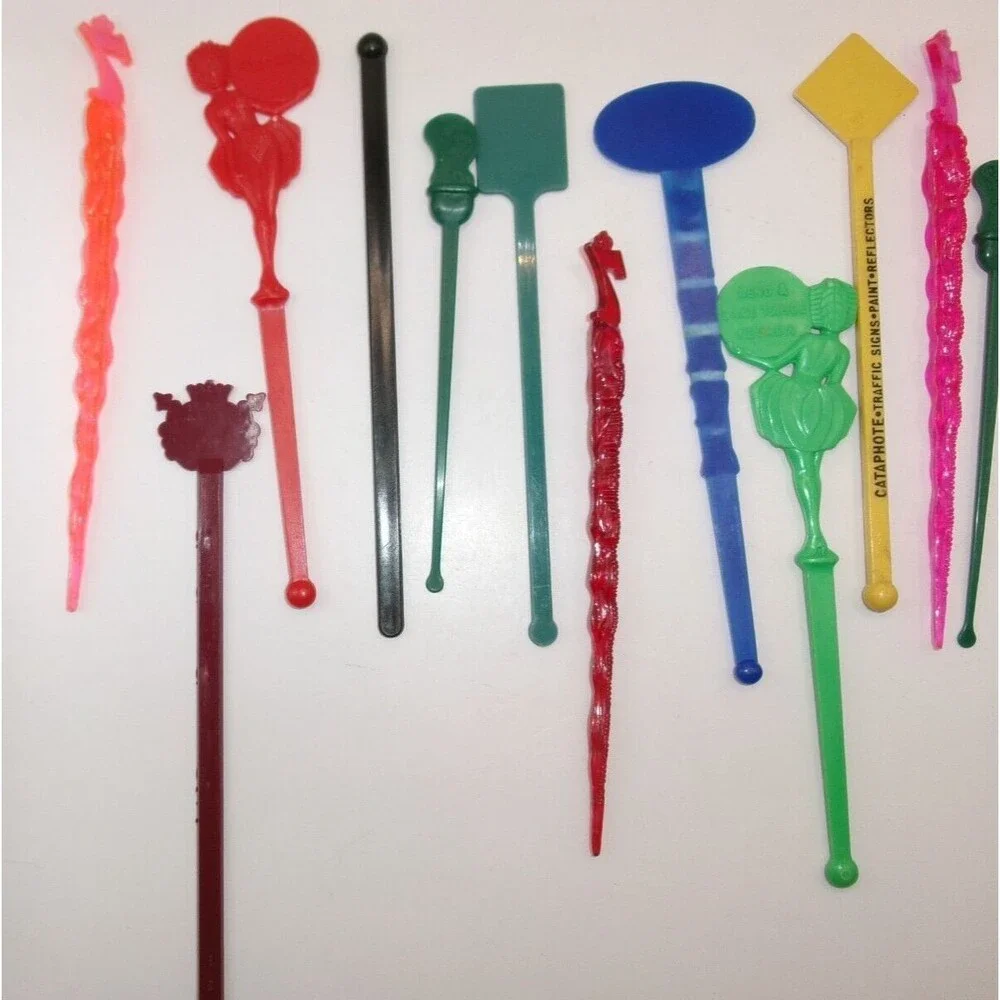 Vtg Lot of 18 Swizzle Sticks Mixed Harrahs Boca Raton Resort Seagrams Sahara +
